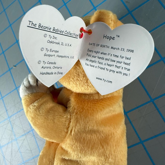 Ty Beanie Babies Prayer Bear 🙏🏻 Hope DOB 03-23-1998 Mint with Mint tags - Picture 14 of 14